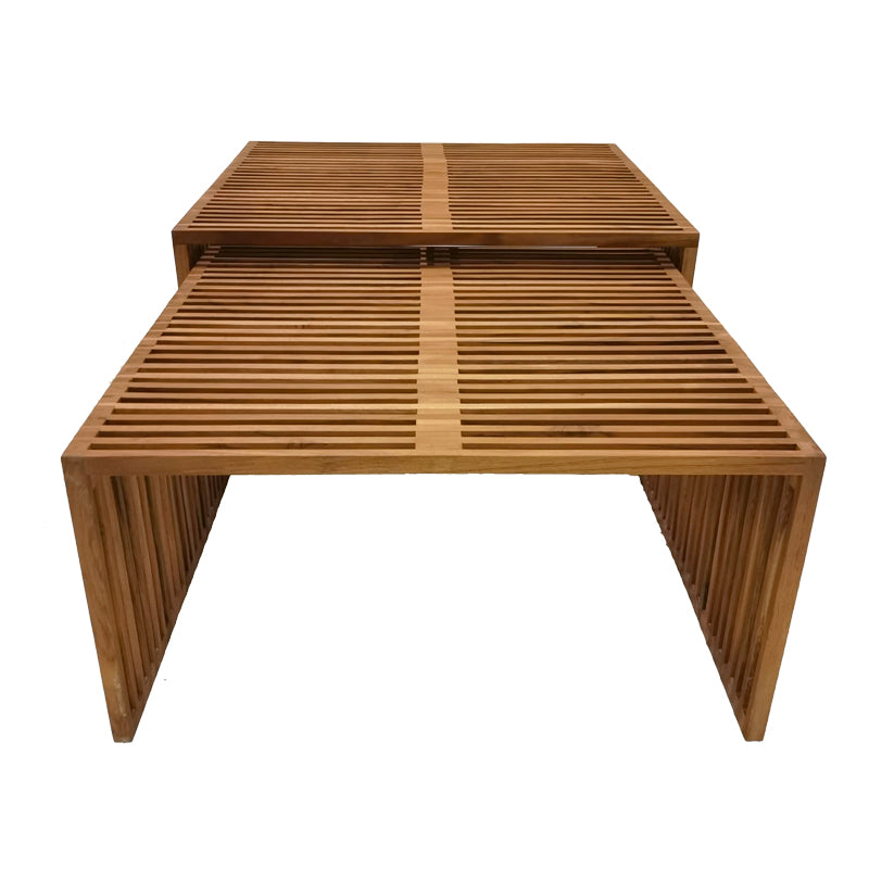 Tinnie pakoworld table set of 2 teak wood in a natural shade