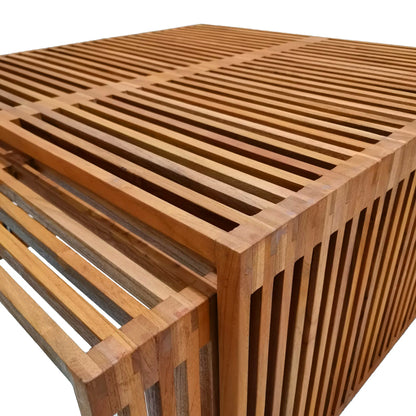 Tinnie pakoworld table set of 2 teak wood in a natural shade