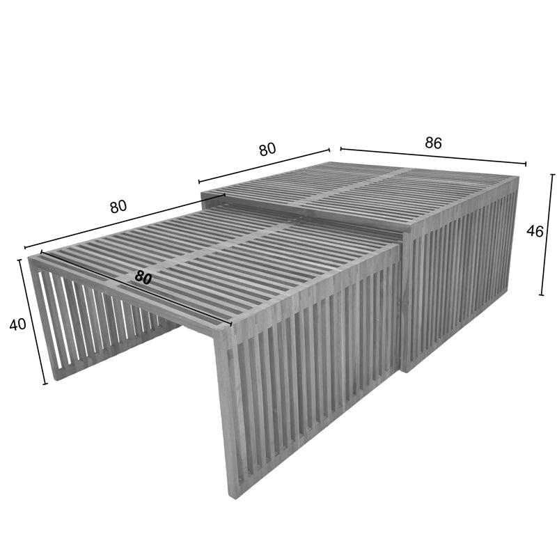Tinnie pakoworld table set of 2 teak wood in a natural shade