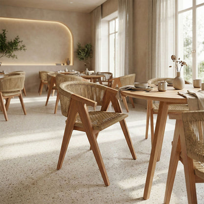 Armchair Wolly teak wood and pe rope in natural shade 60x60x76cm