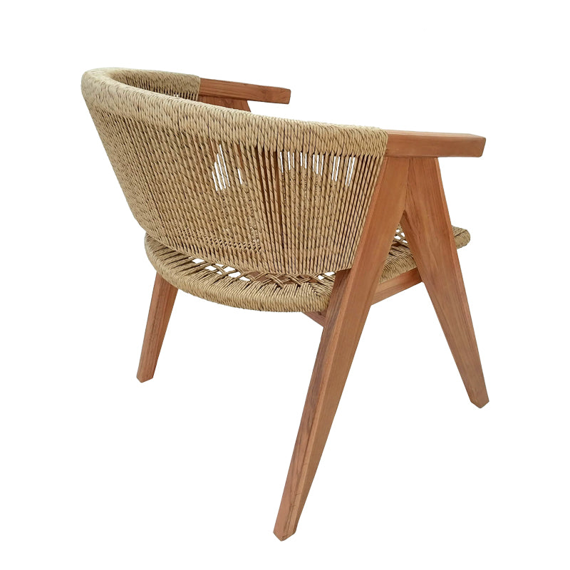 Armchair Wolly teak wood and pe rope in natural shade 60x60x76cm