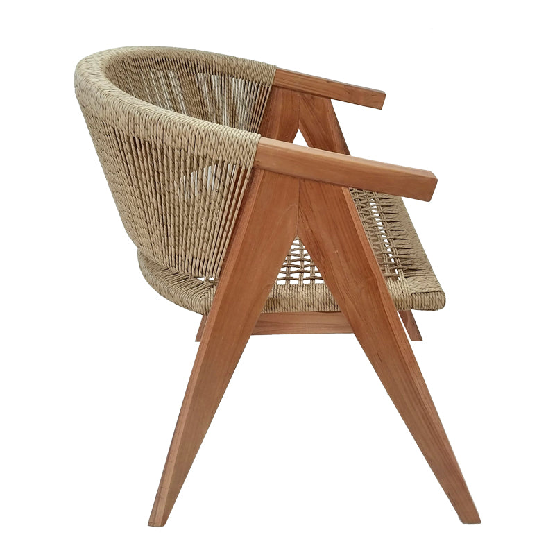 Armchair Wolly teak wood and pe rope in natural shade 60x60x76cm
