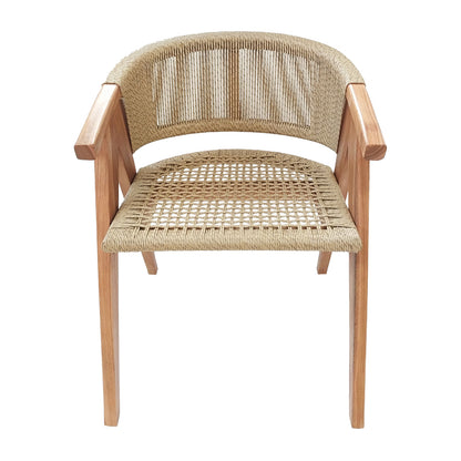 Armchair Wolly teak wood and pe rope in natural shade 60x60x76cm