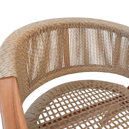 Armchair Wolly teak wood and pe rope in natural shade 60x60x76cm