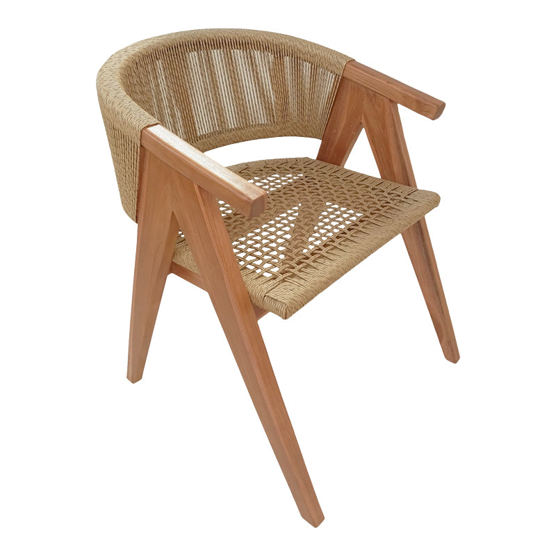 Armchair Wolly teak wood and pe rope in natural shade 60x60x76cm
