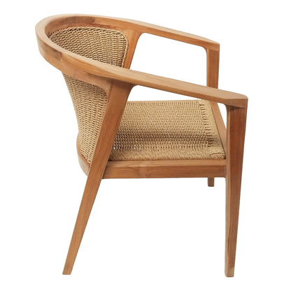 Granny armchair pakoworld teak wood and synthetic rope in natural color 60x60x82cm