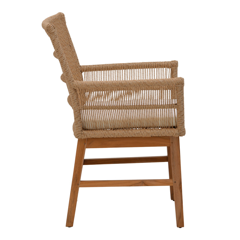 Dining table Inca-Wooly pakoworld set of 7 pieces in natural-beige shade 220x90x75cm