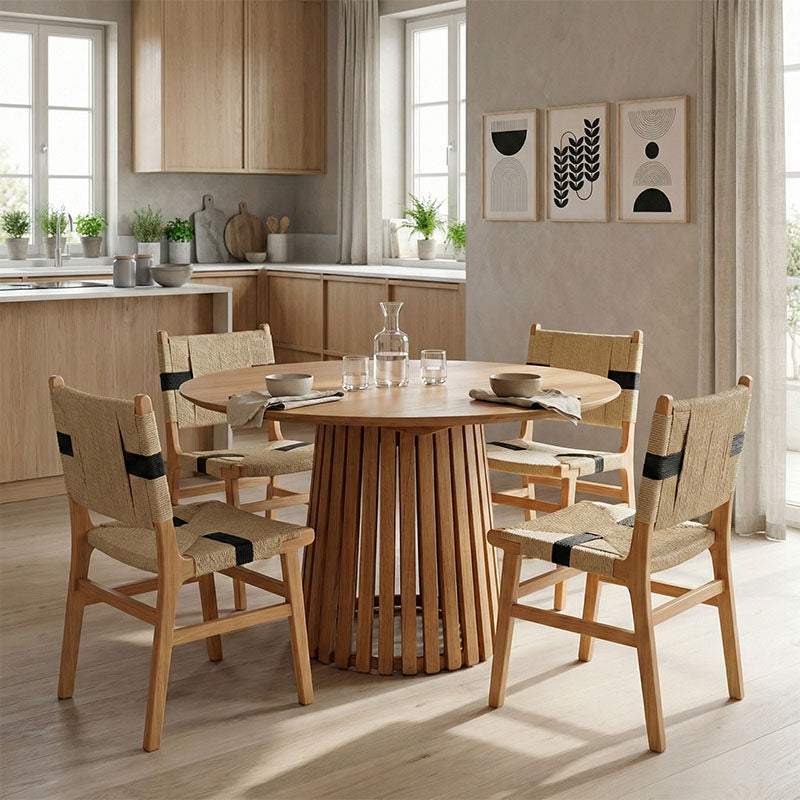 Kenda I mindi wood table in natural shade D120x75cm