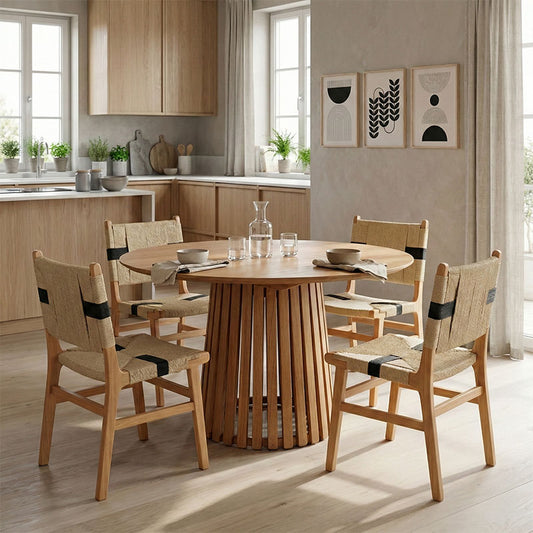 Kenda I mindi wood table in natural shade D120x75cm