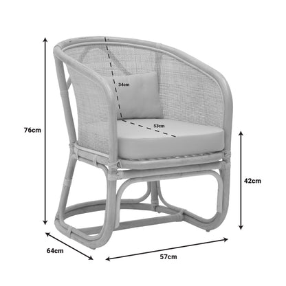 Querke armchair pakoworld natural color rattan pe-beige cushion 57x64x76cm