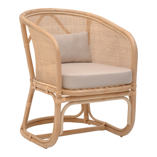 Querke armchair pakoworld natural color rattan pe-beige cushion 57x64x76cm