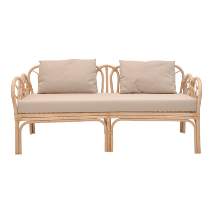 Ytrone sofa pakoworld natural color rattan pe-beige cushion 166x61.5x71cm