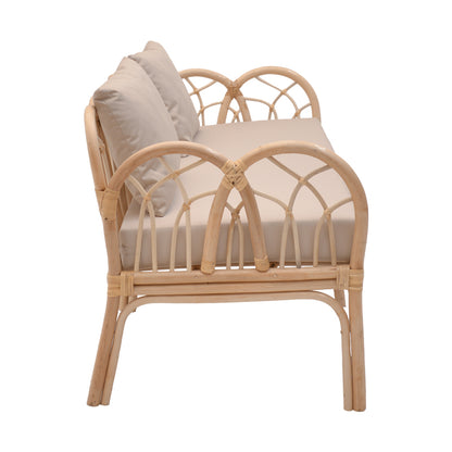Ytrone sofa pakoworld natural color rattan pe-beige cushion 166x61.5x71cm