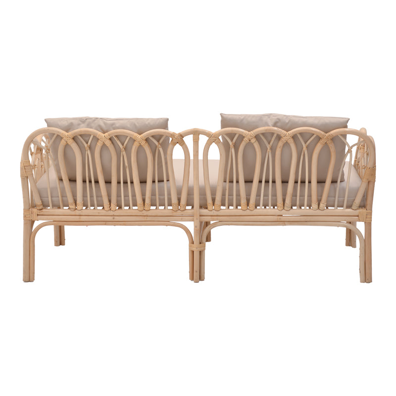 Ytrone sofa pakoworld natural color rattan pe-beige cushion 166x61.5x71cm