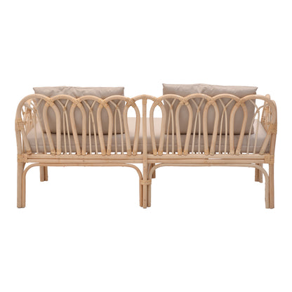 Ytrone sofa pakoworld natural color rattan pe-beige cushion 166x61.5x71cm