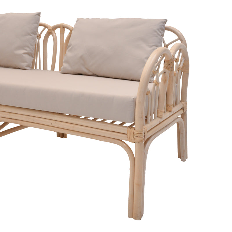 Ytrone sofa pakoworld natural color rattan pe-beige cushion 166x61.5x71cm