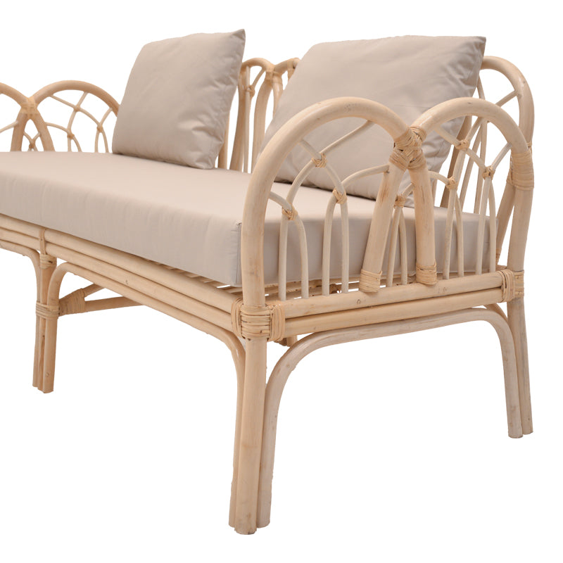 Ytrone sofa pakoworld natural color rattan pe-beige cushion 166x61.5x71cm