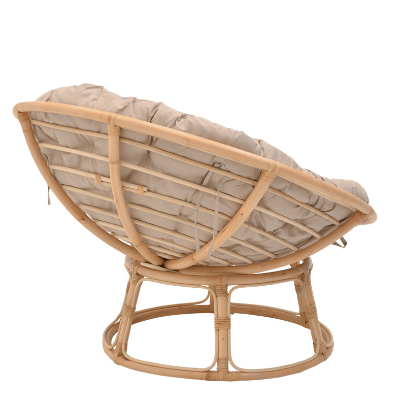 Servey pakoworld armchair natural color rattan pe-beige cushion D115x58cm