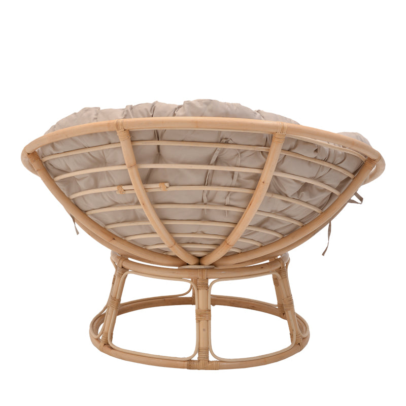 Servey pakoworld armchair natural color rattan pe-beige cushion D115x58cm