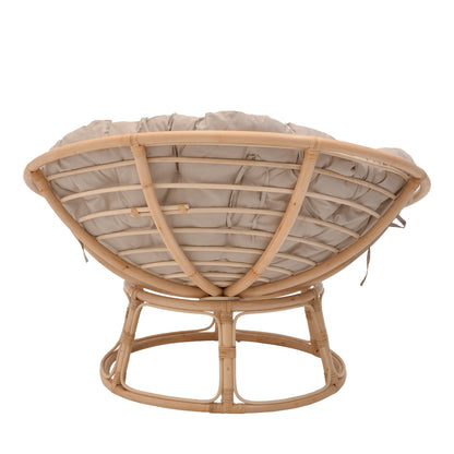 Servey pakoworld armchair natural color rattan pe-beige cushion D115x58cm