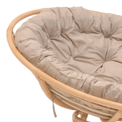 Servey pakoworld armchair natural color rattan pe-beige cushion D115x58cm