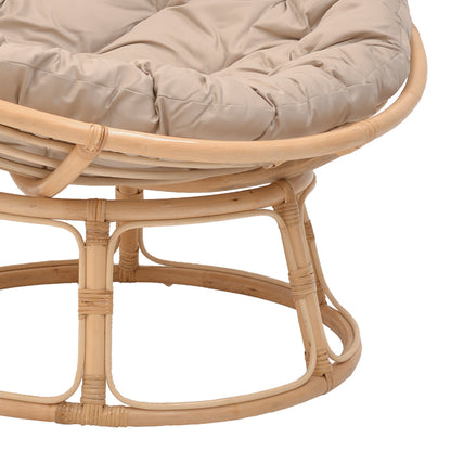 Servey pakoworld armchair natural color rattan pe-beige cushion D115x58cm