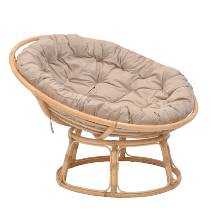 Servey pakoworld armchair natural color rattan pe-beige cushion D115x58cm