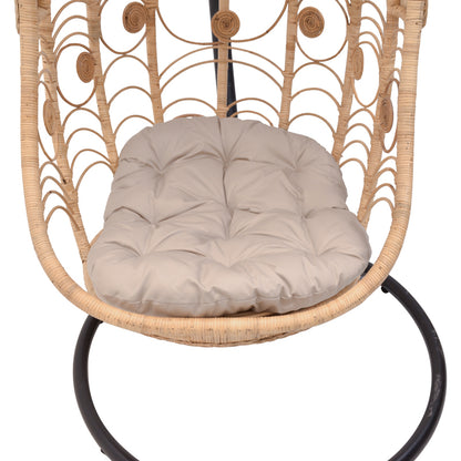 Labreone swing pakoworld rattan pe in natural color-black metal-beige cushion 82x82x200cm