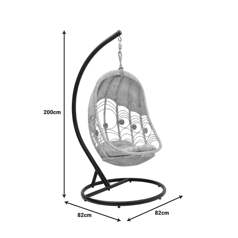 Labreone swing pakoworld rattan pe in natural color-black metal-beige cushion 82x82x200cm