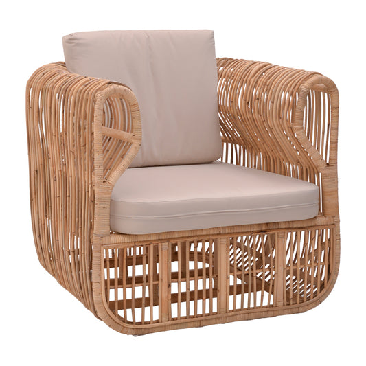 Fajole armchair pakoworld natural color rattan pe-beige cushion 86x86x66cm