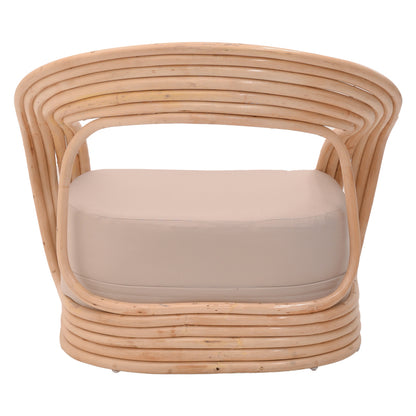 Armchair Radictive pakoworld rattan pe in natural color with beige cushion 88x57x73cm