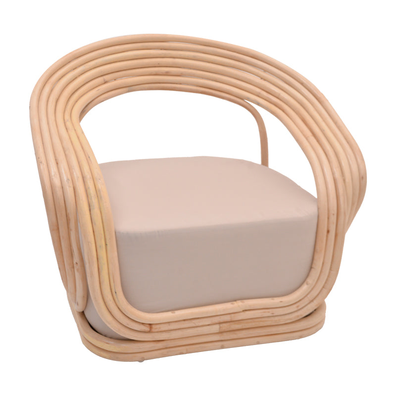 Armchair Radictive pakoworld rattan pe in natural color with beige cushion 88x57x73cm