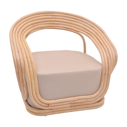 Armchair Radictive pakoworld rattan pe in natural color with beige cushion 88x57x73cm