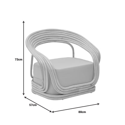 Armchair Radictive pakoworld rattan pe in natural color with beige cushion 88x57x73cm