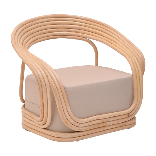 Armchair Radictive pakoworld rattan pe in natural color with beige cushion 88x57x73cm