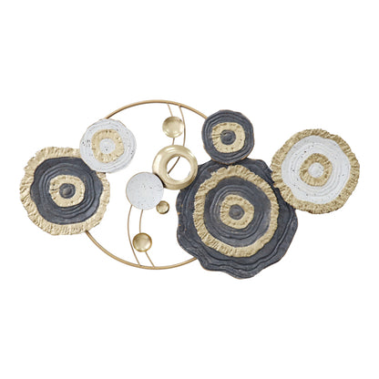 Wall decoration Cirsus metal in gold-white-black shade 91x49x4