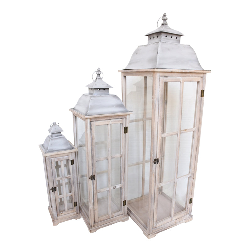 Lantern Columi Inart set of 3 aluminum in a natural shade