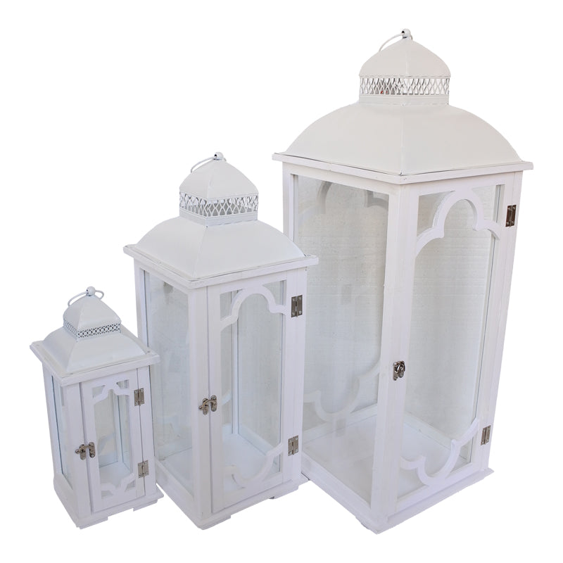 Lantern Numie Inart set of 3 aluminum in white shade