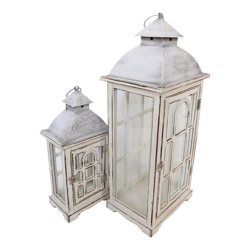 Folly Inart lantern set of 2 aluminum in white shade