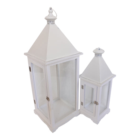 Oprie Inart lantern set of 2 aluminum in white shade