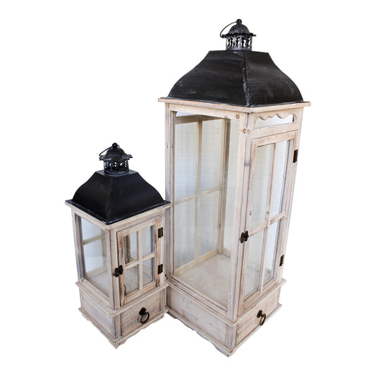 Lantern Jaxon Inart set of 2 aluminum in white washed shade