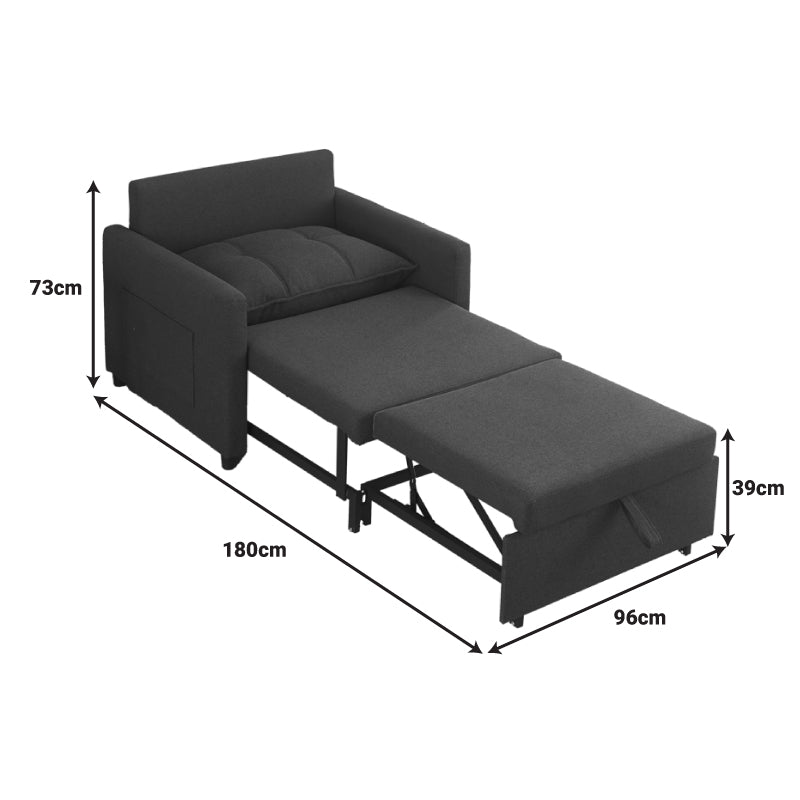 Sofa-bed Barzene pakoworld anthracite fabric 96x83x75cm