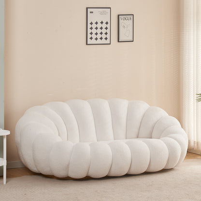 Margaritine sofa pakoworld white bouclé fabric 180x100x67cm