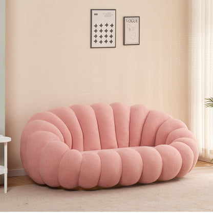 Margaritine sofa pakoworld pink bouclé fabric 180x100x67cm