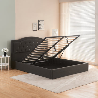Double bed with storage space Majore pakoworld anthracite fabric 160x200cm
