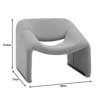 Armchair Clous pakoworld boucle fabric in off-white shade 86x77x73.5cm