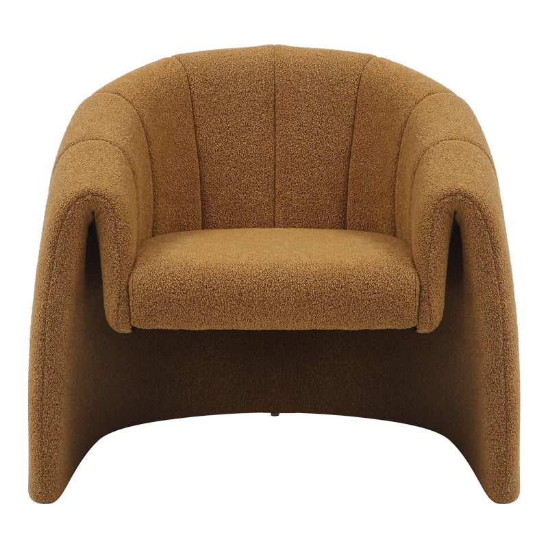 Fassy armchair pakoworld boucle fabric in mustard shade 80x66x80cm