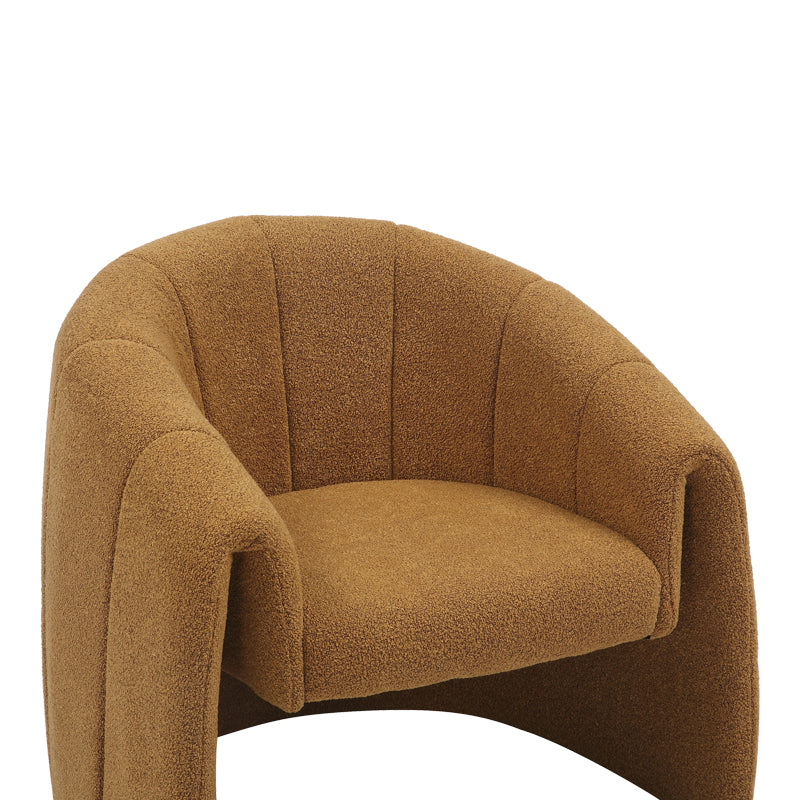 Fassy armchair pakoworld boucle fabric in mustard shade 80x66x80cm