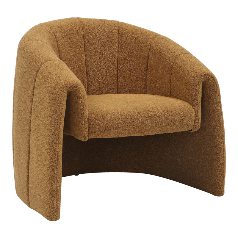 Fassy armchair pakoworld boucle fabric in mustard shade 80x66x80cm