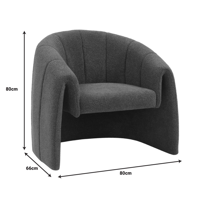 Fassy armchair pakoworld bouclé fabric in charcoal color 80x66x80cm